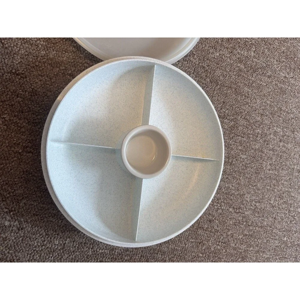 Vintage Tupperware 1708-02 Divided Serving Tray With Lid And Bowl EUC